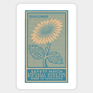 Sunflower Mid Century Modern Matchbook Art Sticker